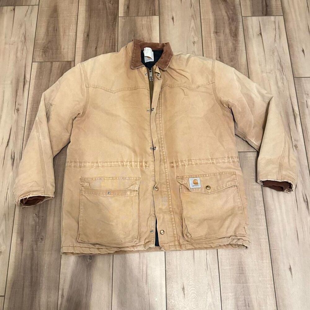 Vintage 90s Carhartt Traditional Coat Faded Duck Canvas Distressed XL